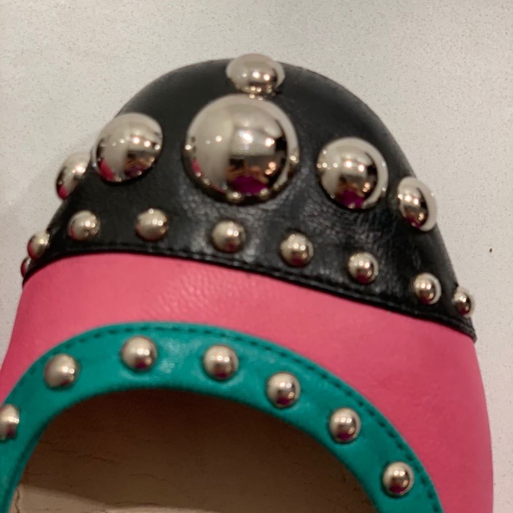 Prada Shoes size 7.5 pink green with brand new soles and serious embellishments - Picture 10 of 12